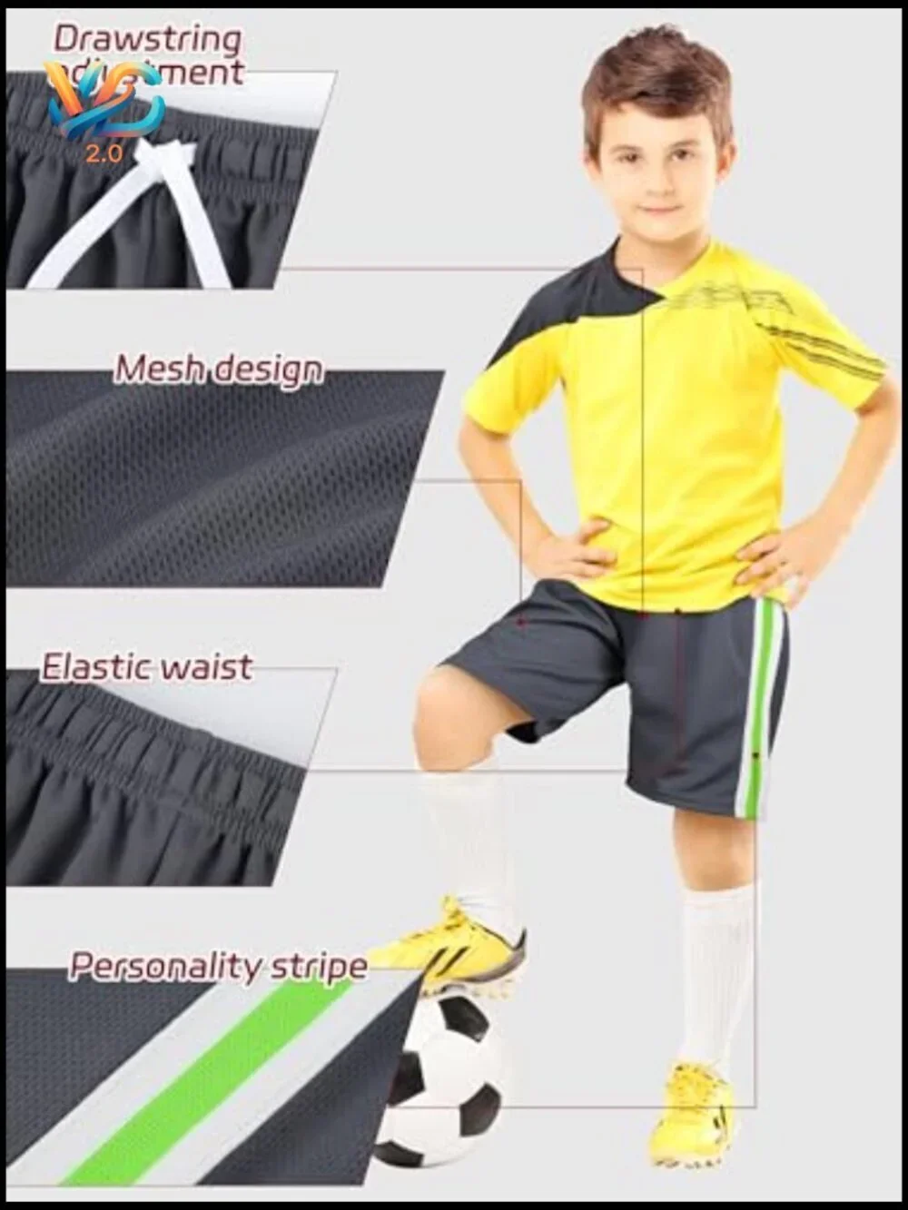 5 Pack Boys Athletic Shorts Mesh Quick Dry with Drawstring